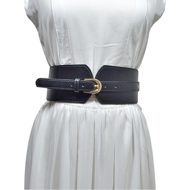 Cross-border Women's Casual Wide Belt Imitation Leather Elastic Pin Buckle Decorative Wide Waist Seal Women's Wide Waist Belt