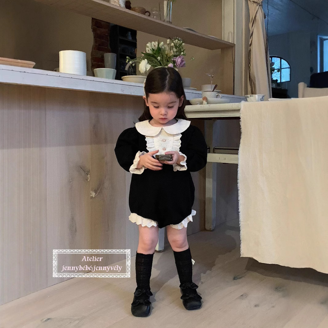 Picture of Jenny's 2025 New Autum Style Infant Hepburn Style Romper Korean Style Baby Girl Lace Princess Harem