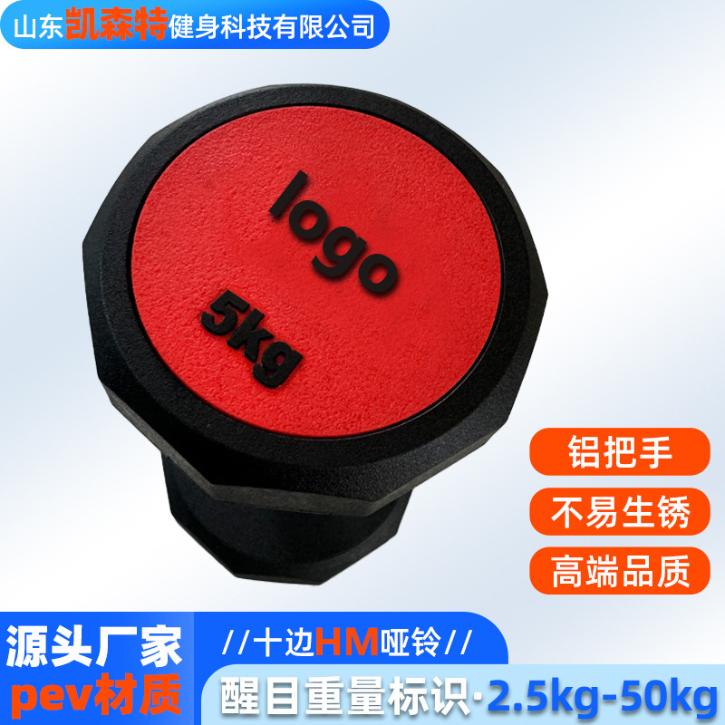 Factory Direct Supply of Ten-Sided Hm Series Dumbbells, Professional Commercial Dumbbells for Gyms, High-End Aluminum Handle Dumbbells