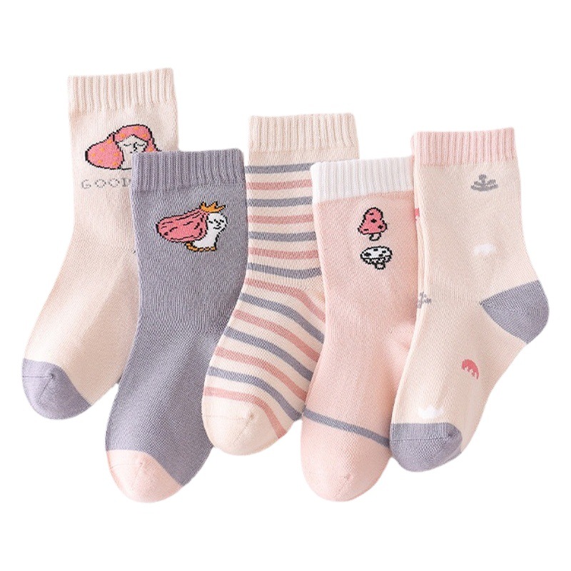 New Children's Socks Autumn and Winter Pure Cotton Mid-Big Children's Fashionable Socks Japanese and Korean Girls Cartoon Cute Socks High Luogou Mid-Size Socks