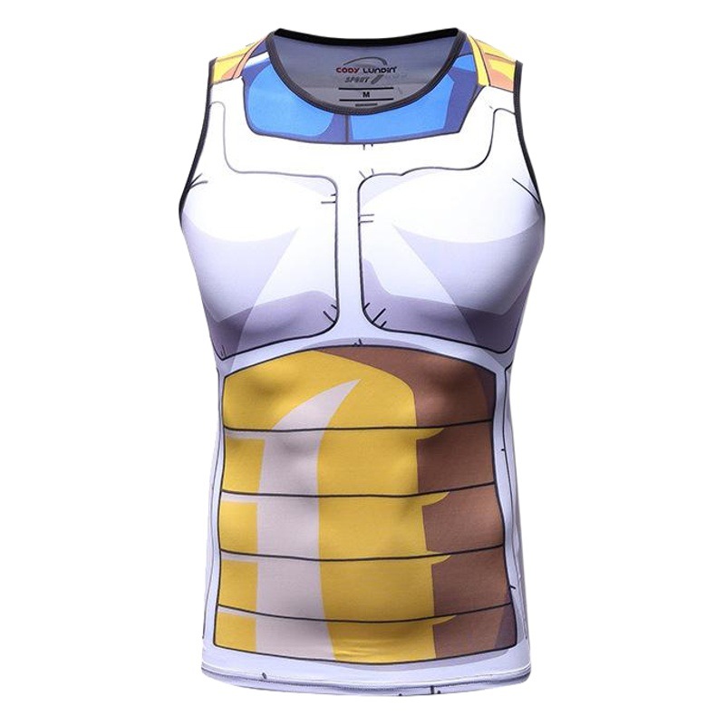 New men's sports fitness tights compression suit running training printed quick-drying vest factory wholesale A034