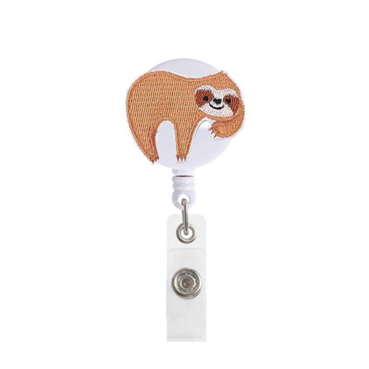 Picture of Amazon spot hot-selling felt embroidery sloth telescopic easy pull-up easy pull-up easy pull-up cloth sticker badge buckle