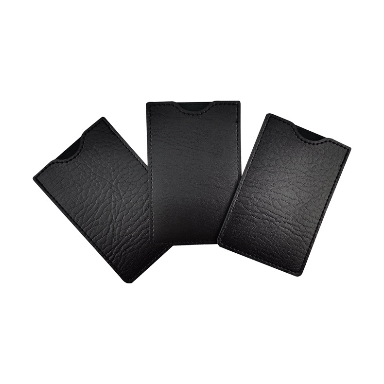 Picture of Source manufacturers thick card sleeve PU flat leather sleeve wooden comb sleeve black brown card sleeve pu leather logo