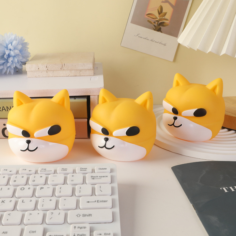 Internet Celebrant Cute Cartoon Dog Head Expression Eye Protection Soft Light Bedside Lamp Furniture Decoration Night Light Warm Light Atmosphere Light