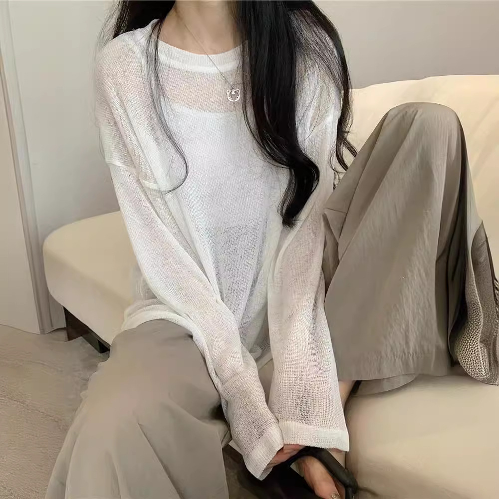 Picture of Jianmanni lazy sun protection blouse chic summer thin sun protection long sleeve T-shirt women's loose casual slimming