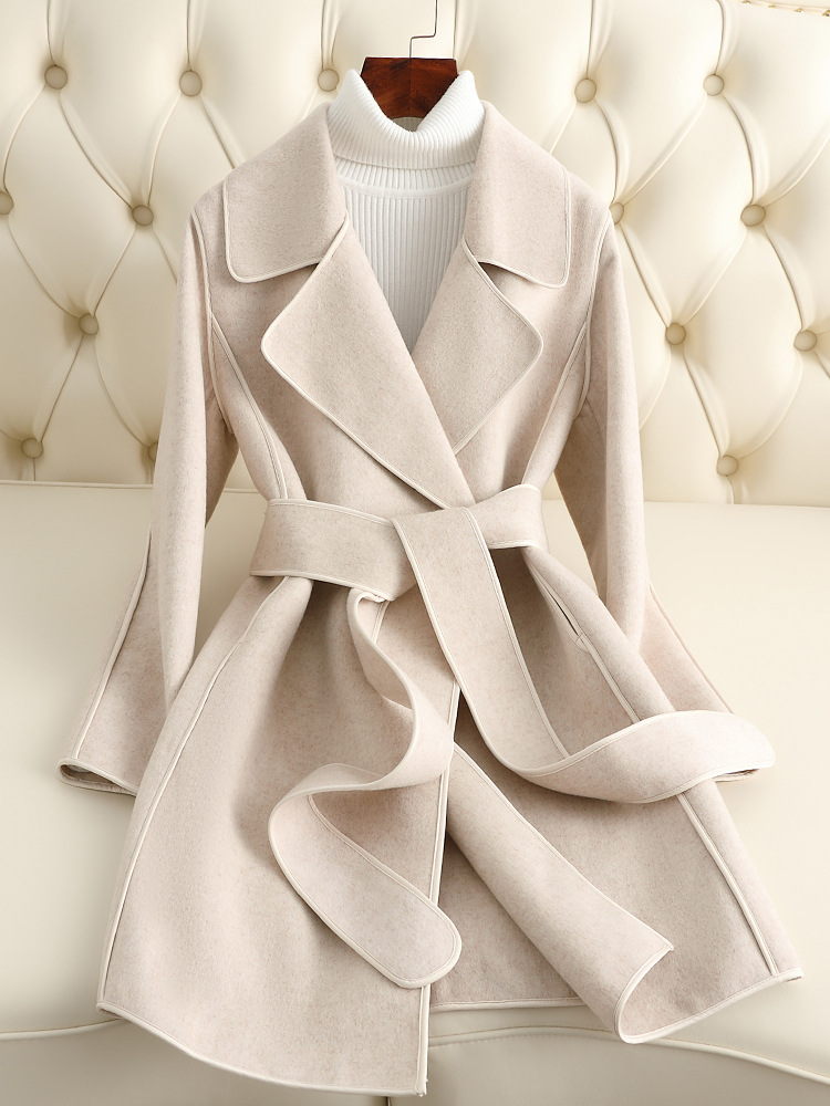 Picture of 2025 New Double-Sided Cashmere Coat Women's Mid-Length Slim Small Fragrance Style Woolen Coat Women's High-End