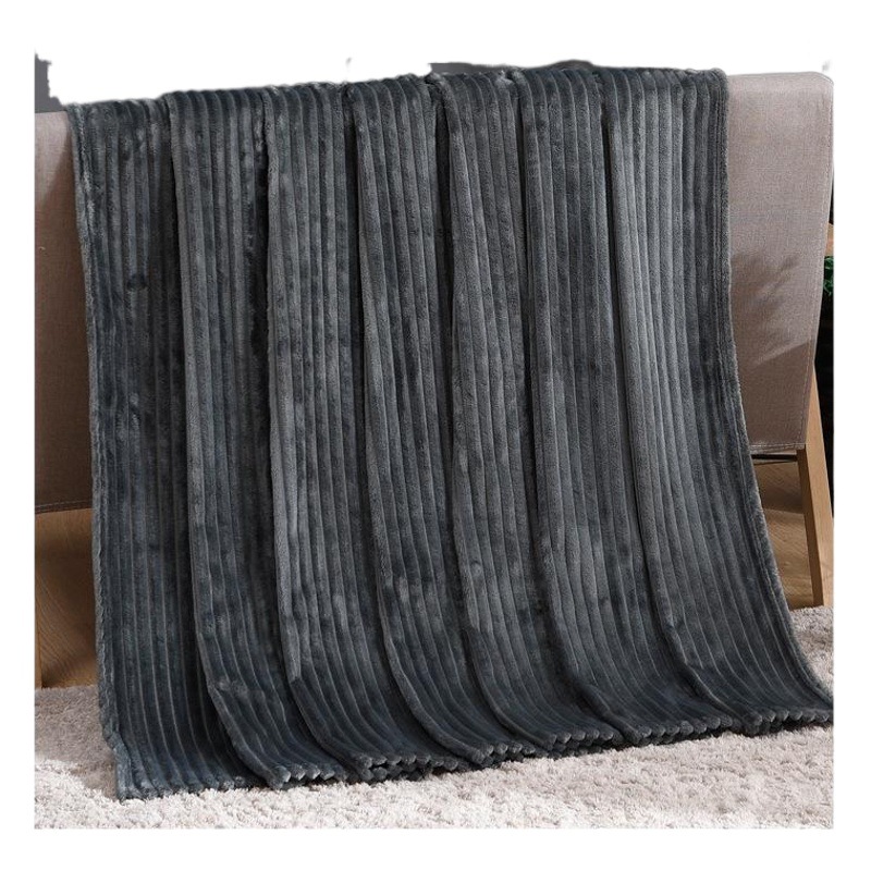 Cross-border Thickened Flannel Blanket Strip Blanket Office Blanket Yoga Gift Blanket Air Conditioning Coral Fleece Blanket