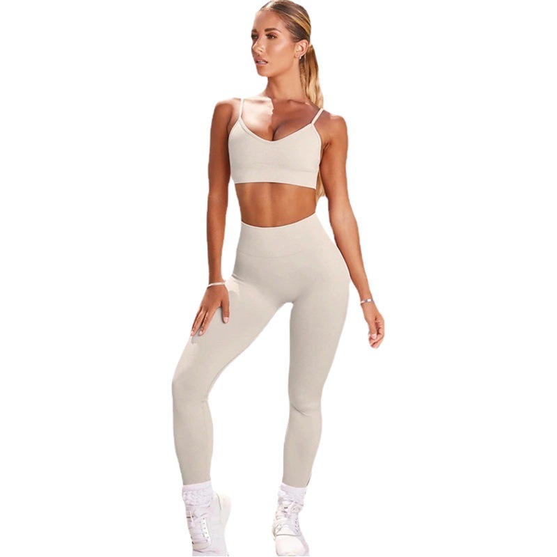 Cross-border New Seamless Quick-drying Fitness Suit Sling Bra Pants Two-piece Running Sports Tight Yoga suit