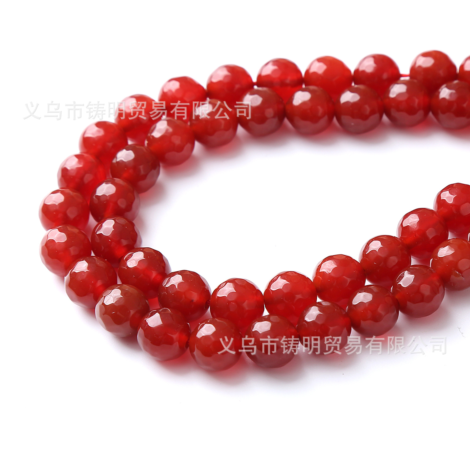 Picture of 5A cut red agate loose beads faceted red agate round beads hand woven beaded crystal necklace accessories