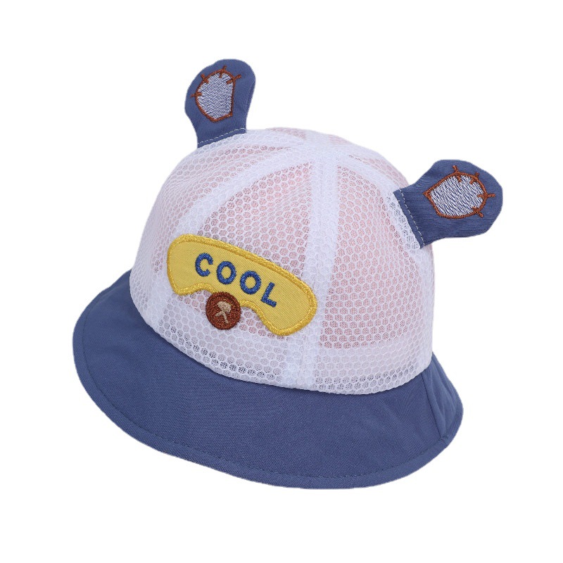 Picture of 0-2 years old baby New basin hat summer sunscreen breathable net hat travel sun hat mesh children fisherman hat