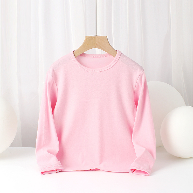 Picture of Spring and autumn children's clothing Korean new boys bottoming shirt girls cotton stretch solid color long sleeve children's T-shirt wholesale
