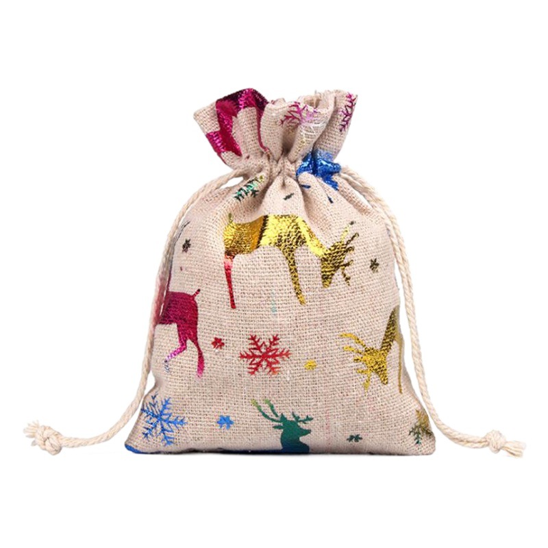 Decorative hanging small cloth bag advent calendar sack Christmas gift bag star elk Christmas bag