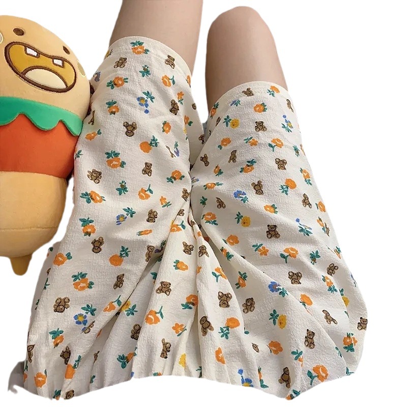 Summer Pajama Pants Women's Baby Cotton Anti-mosquito Pants Cartoon Printed Thin Casual Shorts Home Pants Outer Wearing Walking Pants