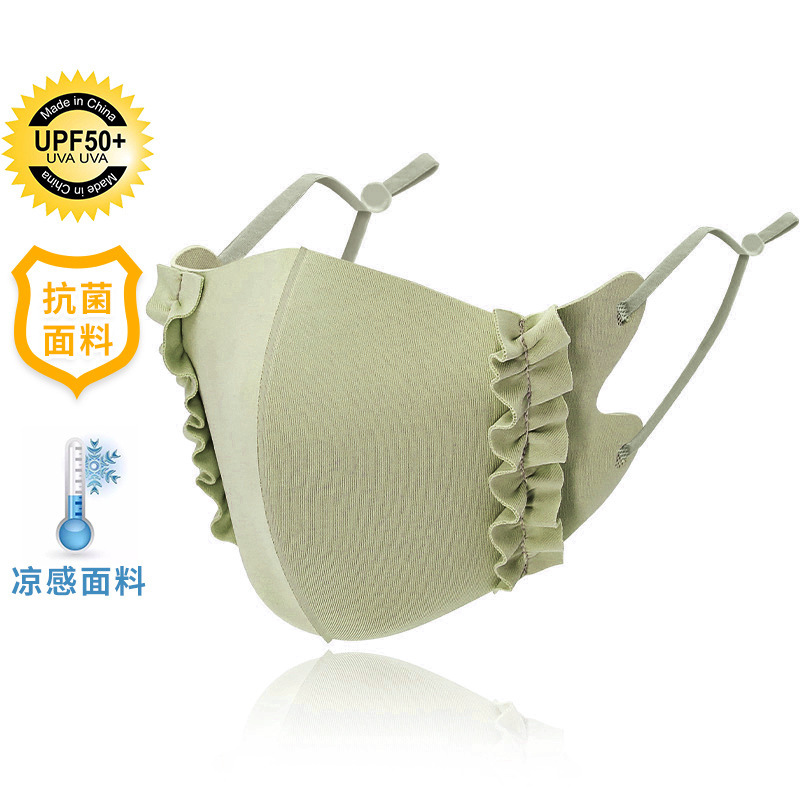 Picture of Ice Silk Wood ear edge three-dimensional adjustable cloth mask candy color thin cool sunscreen breathable mask 