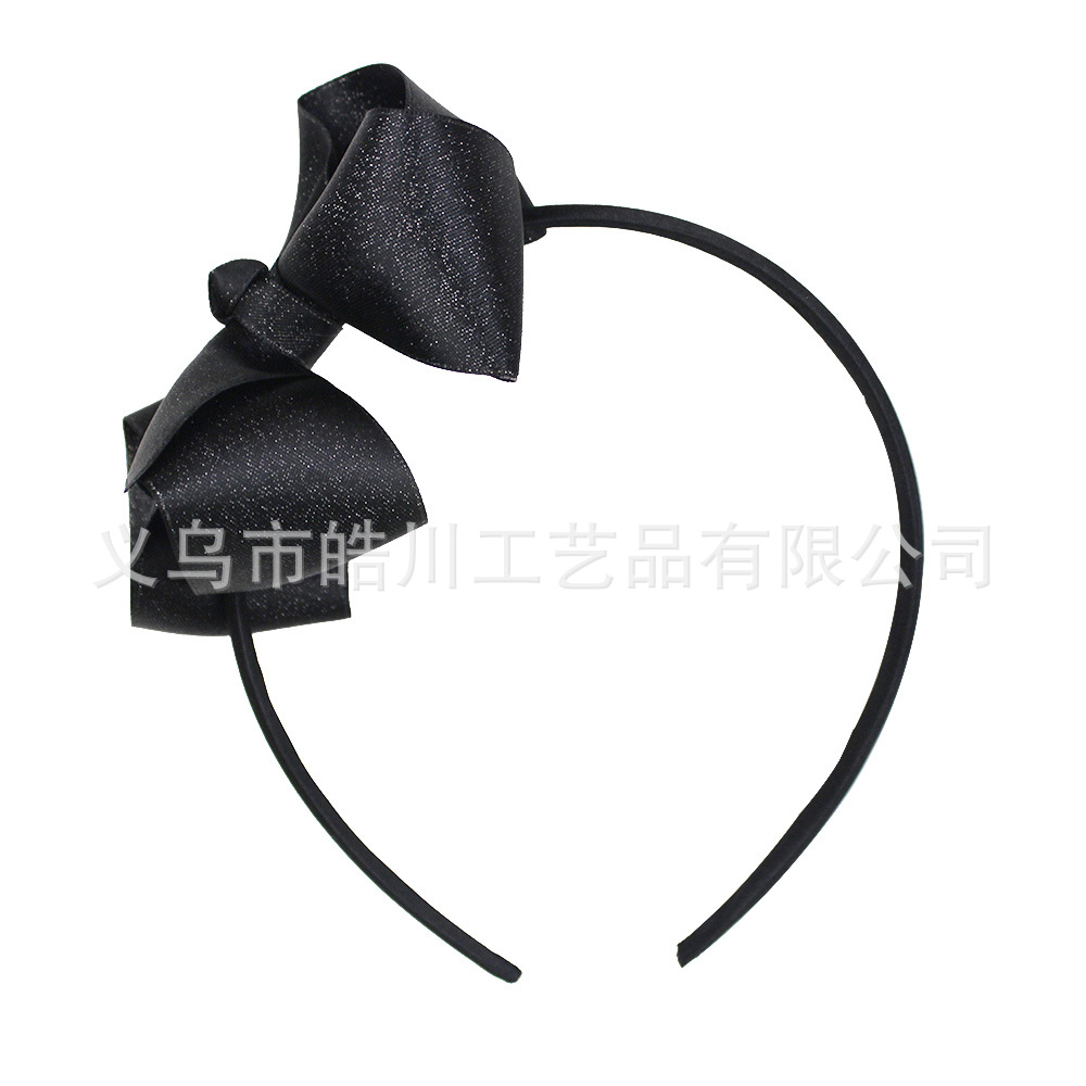 Picture of Haochuan 508 European and American Bow Hair Band Gold Weft Band 4inch Children's Ribbon Hair Band Plain Girl Fashion Hair Accessories