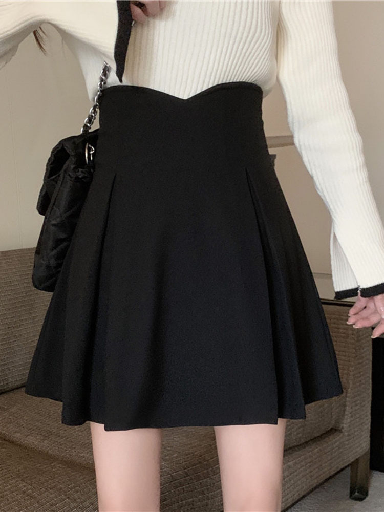 Black Skirt Women's 2024 Summer New Style Chanel Style Pleated Skirt Fashion High Waist Slimming Hip A- line Skirt