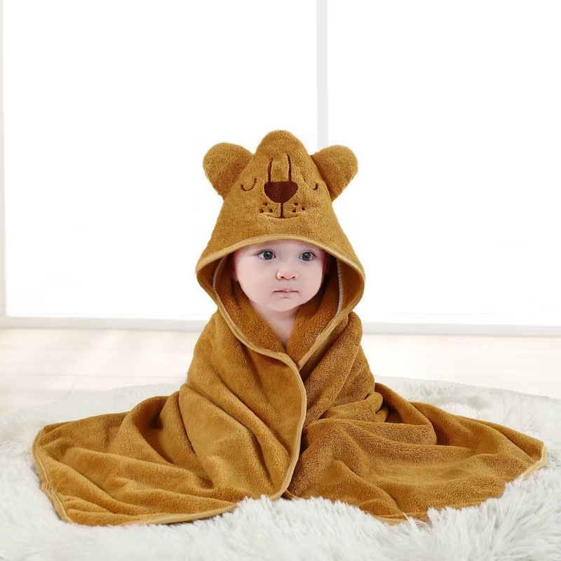 Picture of Cartoon Baby's Cloak Mother and Baby's Bag Coral Fleece Soft Bath Hooded Baby's Hold for Cross-border