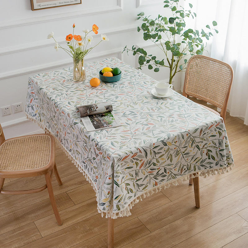 Picture of Cotton and Linen Tablecloth Waterproof Oil-proof Anti-scalding Thickened No-Wash Plant Small Floral Household Fresh Tablecloth PVC Tablecloth