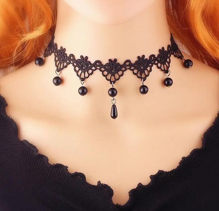 Picture of Cross Border Accessories Women's Neck Strap Court Gothic Spice Girl Neck Chain Lace Necklace Choker Clavicle Chain Collar Collar Vintage