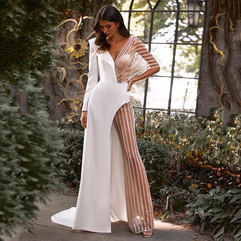 Picture of 2025 New Cross-Border Amazon Women's Clothing Spliced V Neck Lace Asymmetrical Dress Skirt Pure Color Spring Dress
