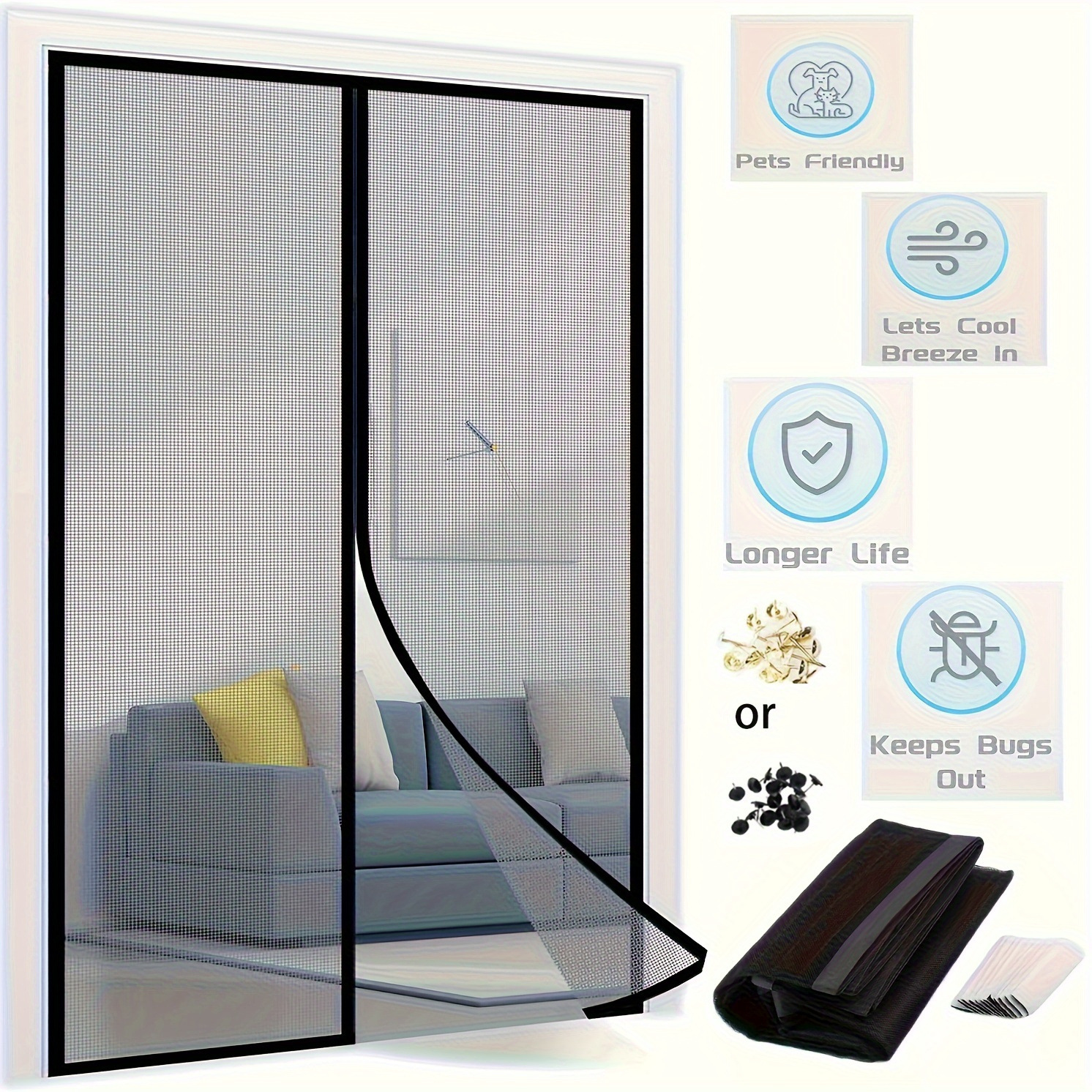 Picture of Magnetic Suction Door Curtain Magnetic Strip Anti-mosquito Door Curtain Magnetic Soft Yarn Door Curtain Anti-mosquito Yarn Door Curtain Anti-mosquito Door Curtain Kitchen Door Curtain