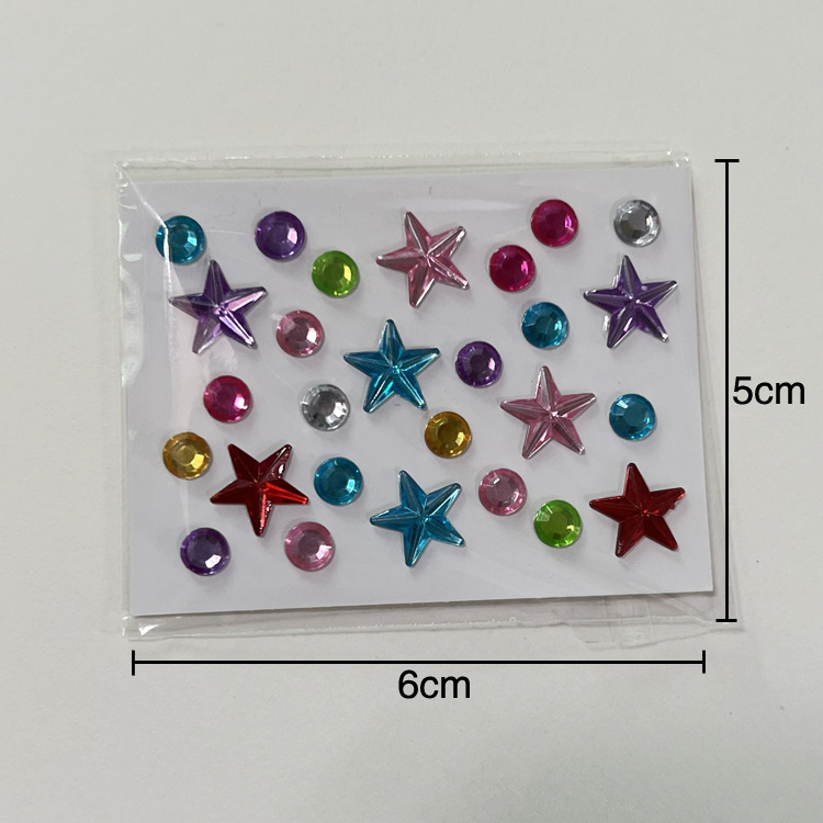 Picture of Mini Colorful Diamond Sticker Accessories Cross-Border DIY Diamond Stickers Acrylic Diamond Stickers Stars Heart Gem Stickers