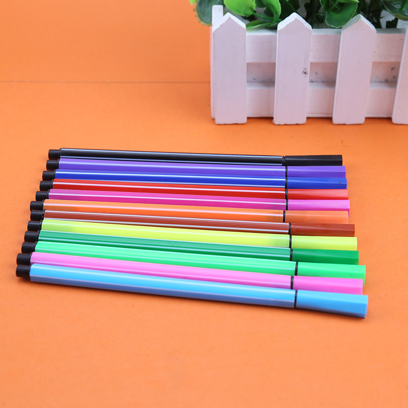 Picture of 12 color watercolor pen washable bulk pull tube pull rod hexagonal wholesale 18 color 24 color Wenzhou manufacturers