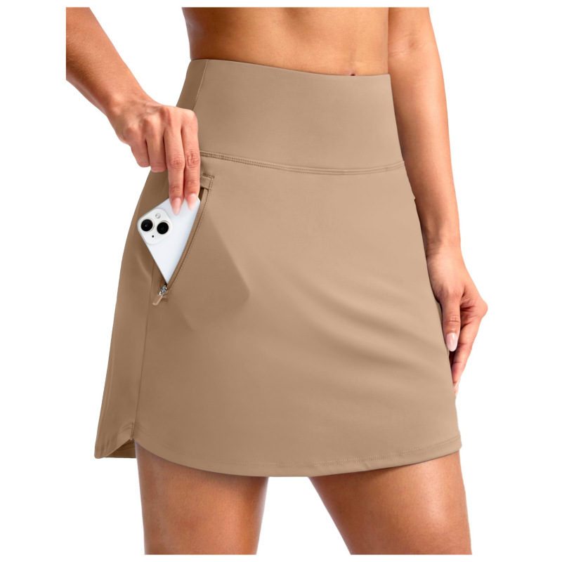 New women's outdoor golf sports skirt with zipper pockets, anti-exposure high-waisted tennis pickleball sports short skirt