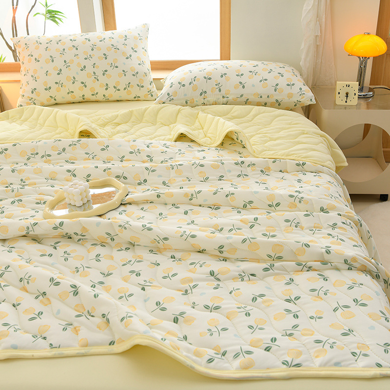 New Type A Knitted Cotton Summer Quilt Single Double Student Dormitory Summer Air-conditioning Quilt Children's Thin Quilt Washable