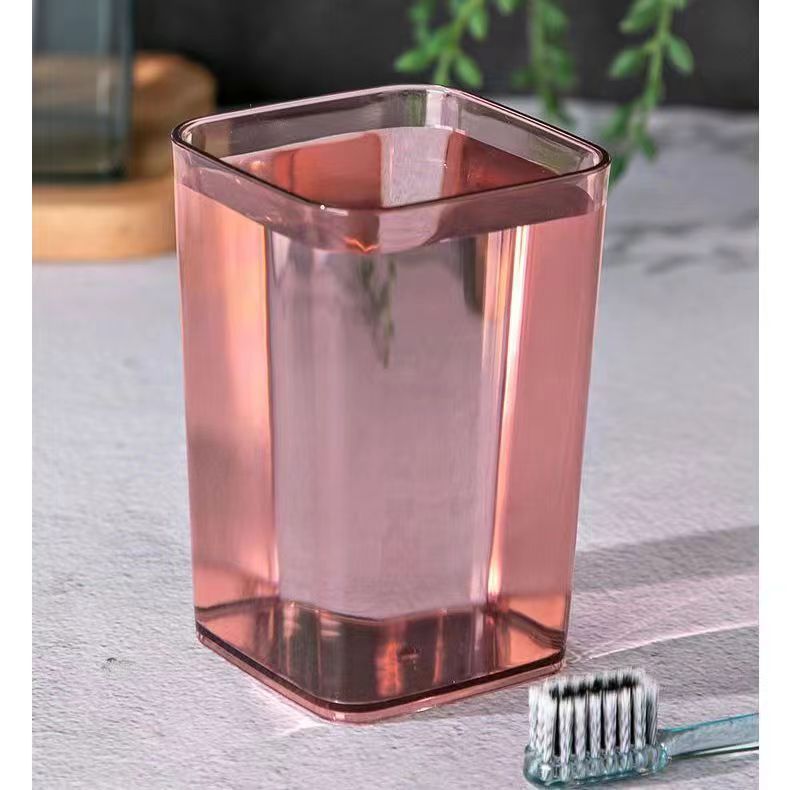 Picture of Household Square Plastic Transparent Wash Cup Light Luxury Style Student Couple Toothbrushing Cup Children's Simple Mouthwash Cup Wholesale