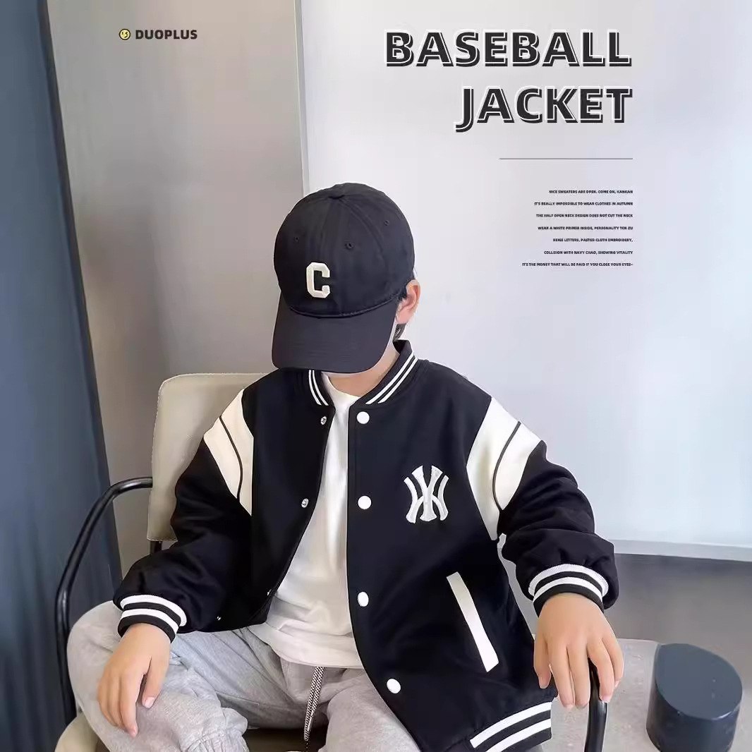 Picture of Children's Coat Boy's Baseball Suit Coat Autumn and Winter New 2024 Children's Middle and Big Children's Fashionable Brand Sports Jacket