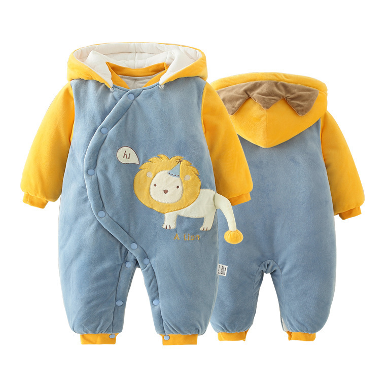 Picture of Baby Jumpsuit quilted super cute romper newborn cute cartoon clothes hooded baby romper