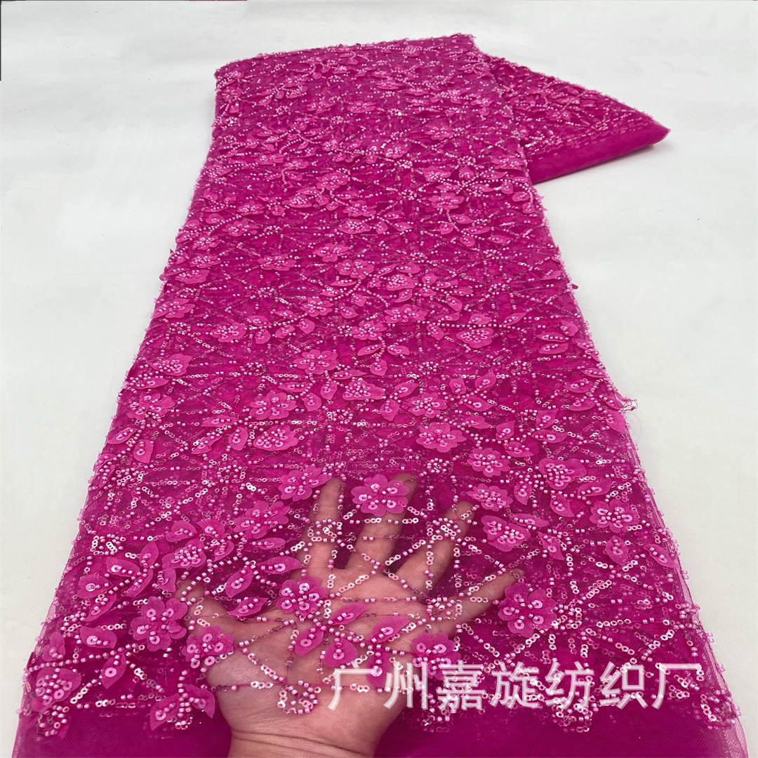 Full-Print Laser Flower Bead Mesh Sequin Embroidery Fabric High-End Children's Clothing Dress Stage Costume Fabric Beaded