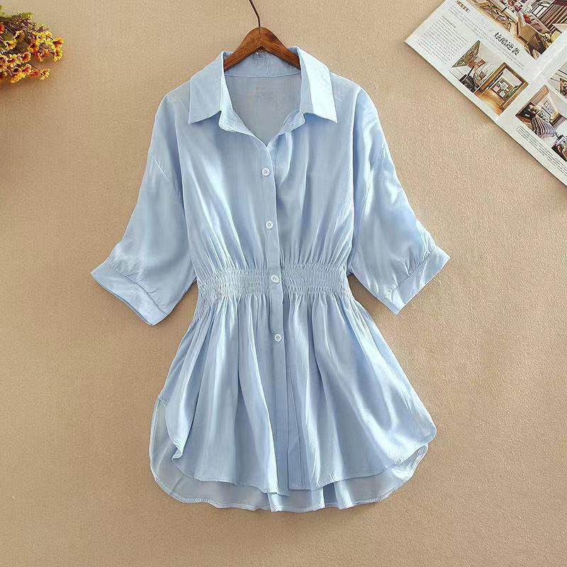 Chiffon Shirt Women's Top 2024 Summer Style Loose Shirt Design Sense Super Tight Waist Foreign Style French Style
