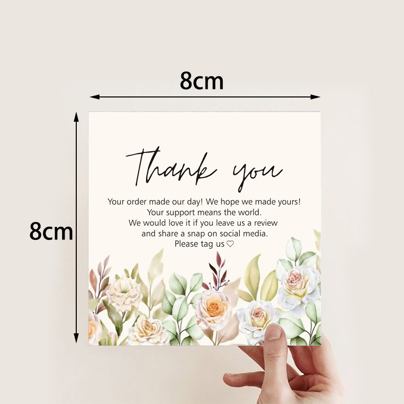 Picture of 30 Sheets/Pack Square Simple Thank You Cards Coated Paper Business Cards Gift Packaging Decorative Cards English Mini Thank You Cards