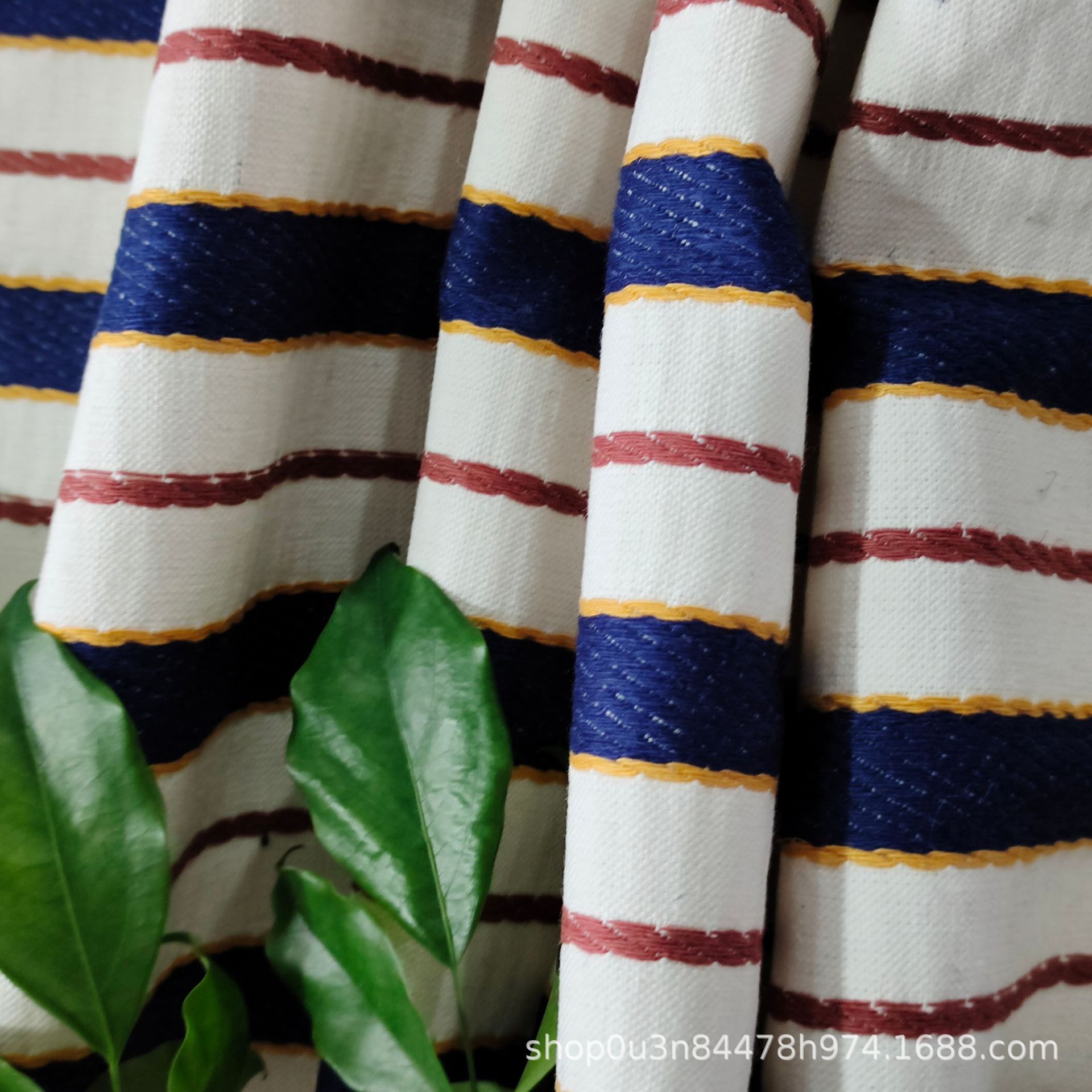 Picture of Linen Cotton Stripesd Jacquard Sofa Fabric Cotton Linen High Density Home Textile Fabric Linen Cotton Blanket Cloth