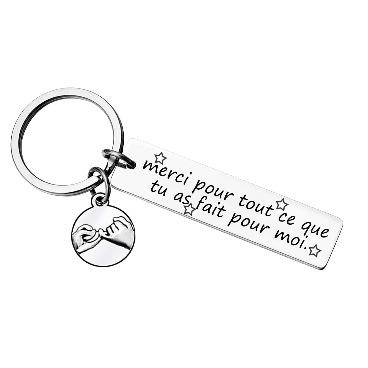Picture of Customized German Russian Spanish Stainless Steel Keychain Commemorative Blessing Colleagues Keychain Can be customized with graphics and text