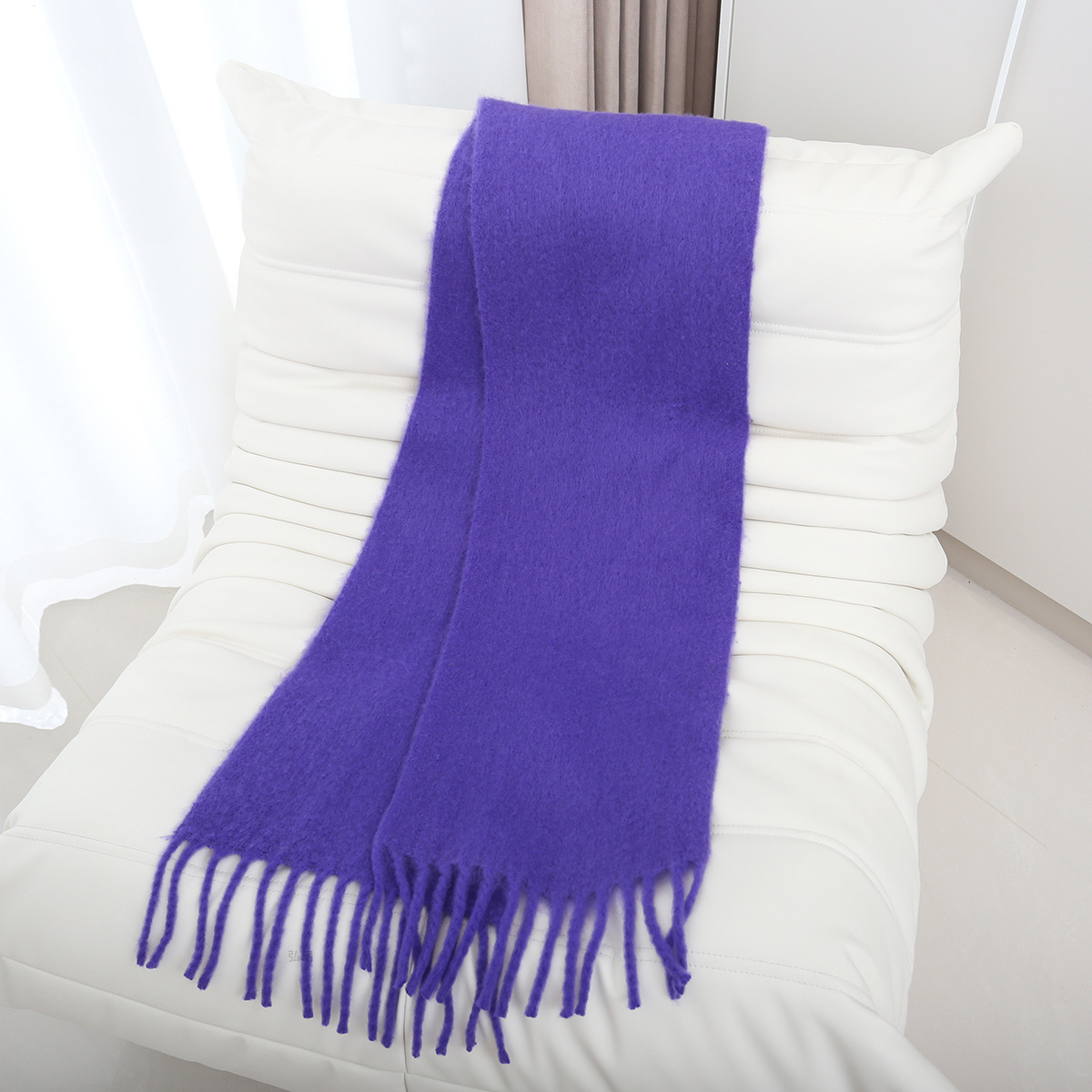 Picture of Set of standard new Luowei loe same style mohair mixed imitation scarf thickened warm plain tassel scarf shawl