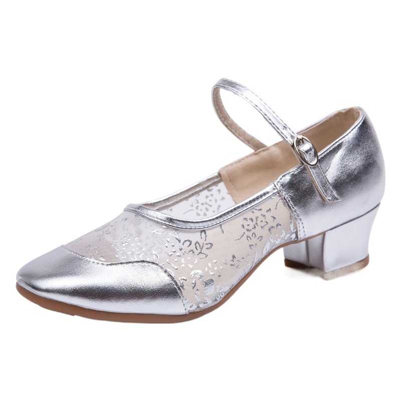 Square Dance Shoes New Soft Sole Dance Shoes Women's Latin Dance Shoes Square Dance Shoes Summer Mid-heel Soft Sole Hair