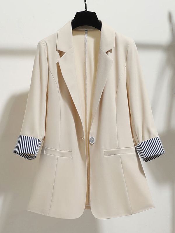 Picture of Small Suit Jacket for Women Spring and Summer New Korean Style Slim Draped Thin Three-Quarter Sleeve Elegant Suit Top for Women
