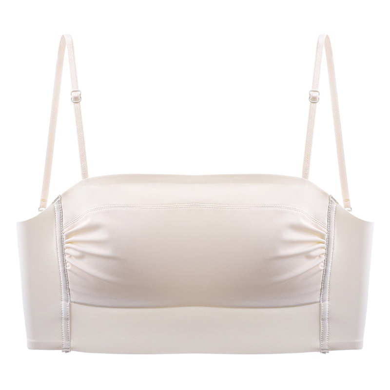 Big Backless Underwear Women's Summer Thin Strapless Bra Small Chest Gathering Anti-running Light Invisible Traceless Wrap Chest