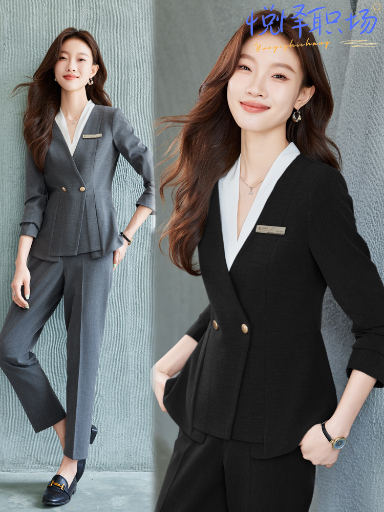 Picture of Black Suit suit Women's Business Wear Foruman Autumn and Winter Temperament Goddess Fan OL Tooling Jewelry Store Front Desk Work Clothes