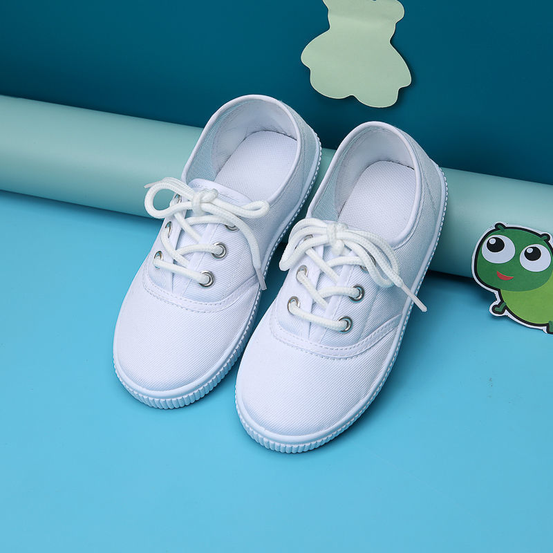 Picture of White shoes children's kindergarten white cloth shoes indoor student children's shoes baby dance shoes boys and girls white sneakers