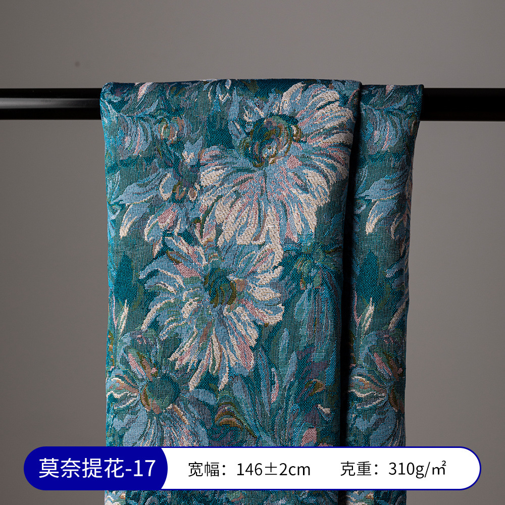 Picture of Monet Oil Painting Jacquard Fabric Handmade DIY Tablecloth Pillow Bag Skirt Clothing Designer Fabric Sofa Fabric