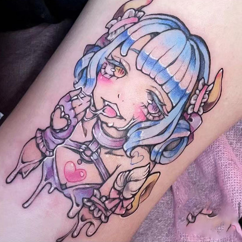 Picture of Diablo Tattoo Sticker Women's Waterproof Lasting European and American Violence Lori ins Cute Cartoon Flower Arm Non-Reflective Anti-Han