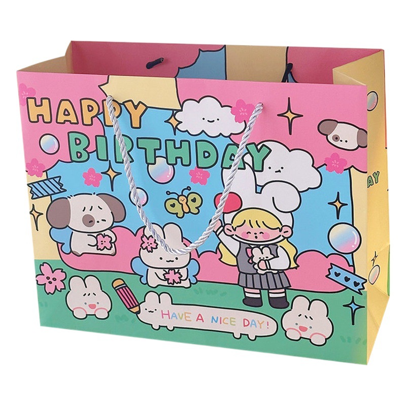 Tengyi Creative Homemade Cute Cartoon Handbag Paper Bag High Saturation Cute Cartoon Creative Gift Bag Shopping Bag