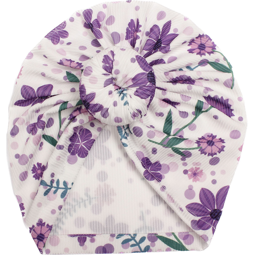 Picture of New European and American Floral Children's Hats, Printed Donut Baby Indian Pullover Hats, Four-Season Baby Turban Hats