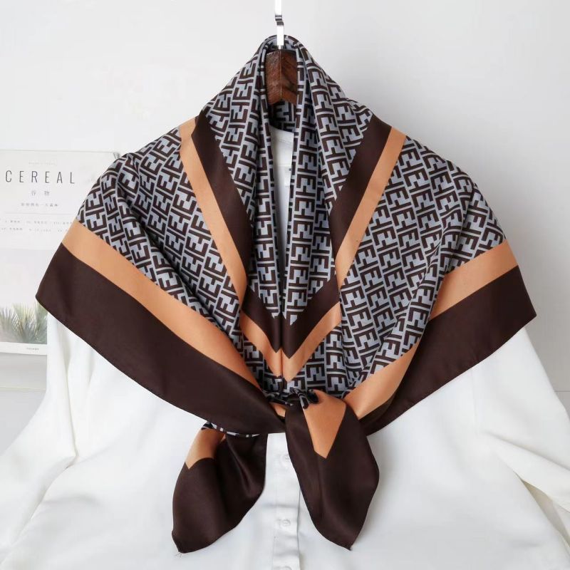 Picture of Autumn and winter all-match shawl animal printed black and white simple large square 90*90CM imitation silk twill silk scarf for women