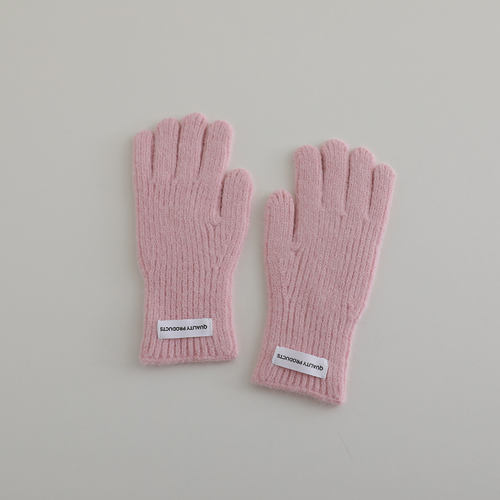 Picture of Winter Children's Knitted Gloves Middle School Students' Knitted Five-Finger Gloves with Exposed Thumb and Index Finger Students Writing Gloves