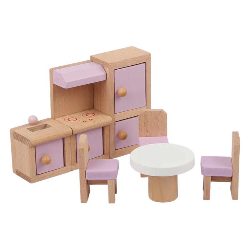 Children play house mini house furniture 22-piece set simulation bedroom living room bathroom kitchen dining room wooden toys